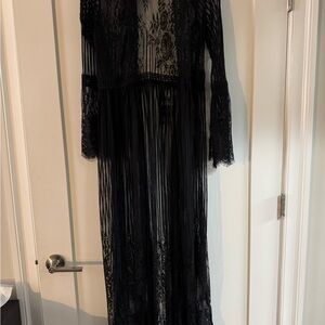 Elegant Black Lace Kimono